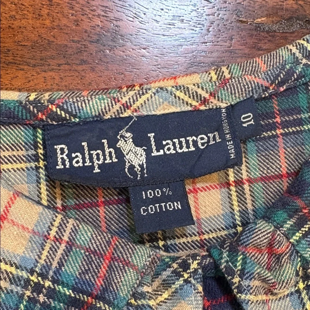 Vintage Ralph Lauren Plaid Cotton Flannel Button-Down Ruffle Blouse size 10 - Picture 9 of 11